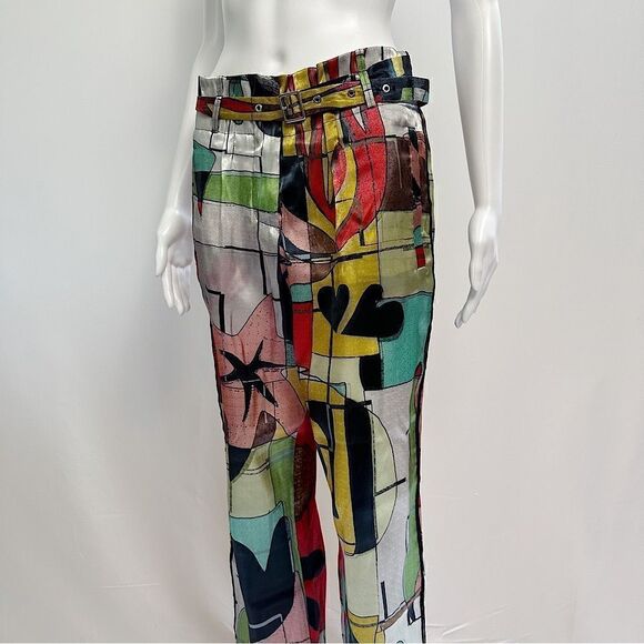 EUC ɢɪᴏʀɢɪᴏ ᴀʀᴍᴀɴɪ ᴍᴜʟʙᴇʀʀʏ ꜱɪʟᴋ ᴘᴏᴘ ᴀʀᴛ ᴄᴏʟᴏʀ ᴛʀᴏᴜꜱᴇʀꜱ - Picture 5 of 17